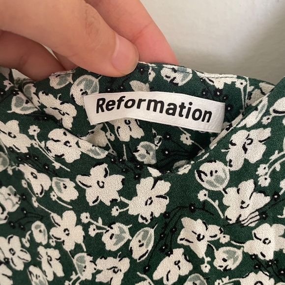 Reformation Marlowe Slip Mini Dress Green Floral - Picture 6 of 9
